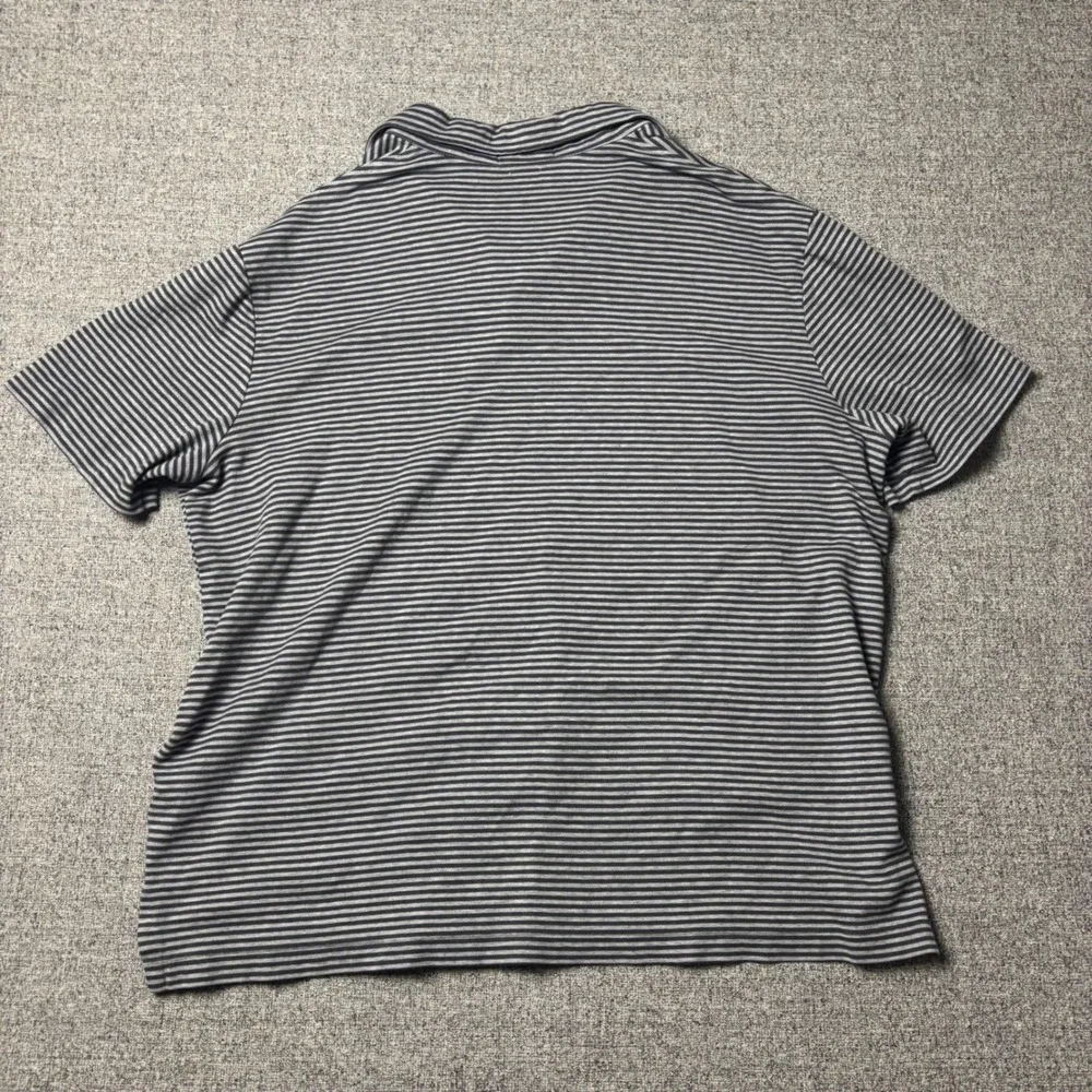 Polo Ralph Lauren Polo Shirt Mens Large Classic Fit Grey Striped Short Sleeve